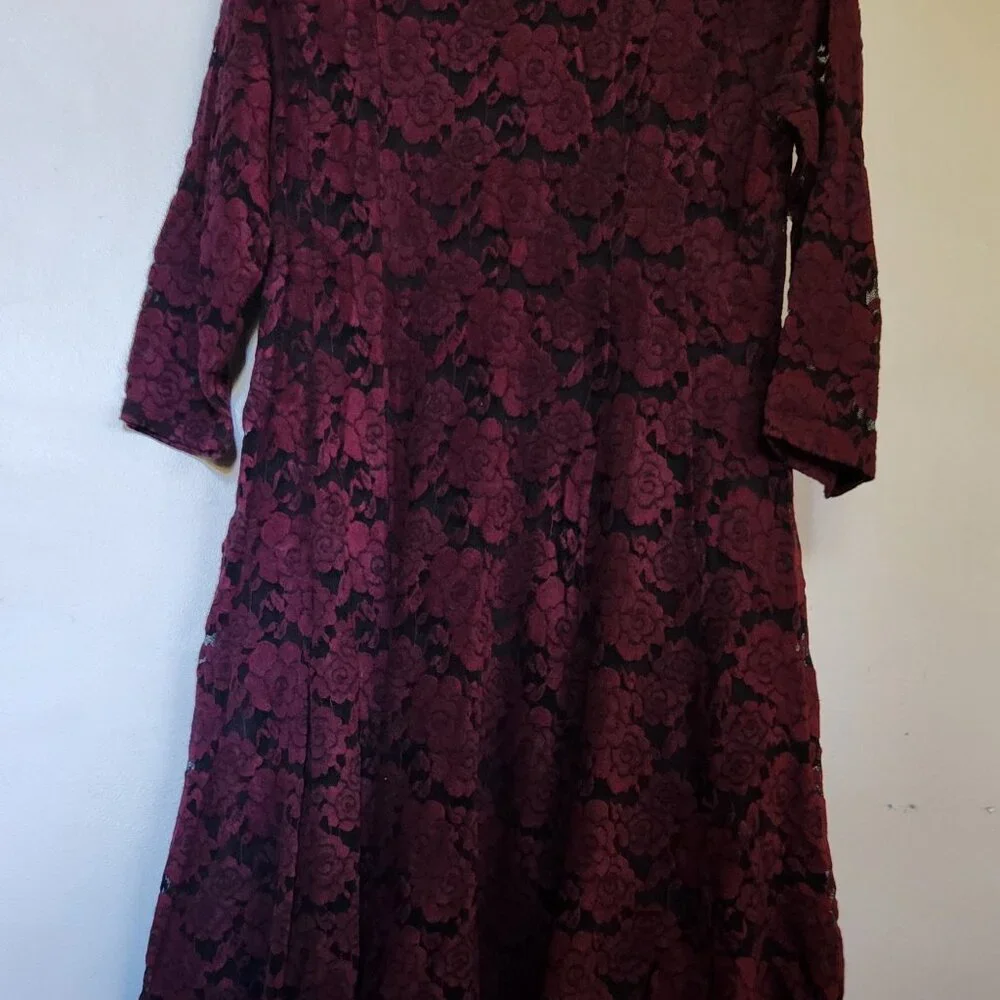 Romantic Lace Dark Red and Black Roses dress